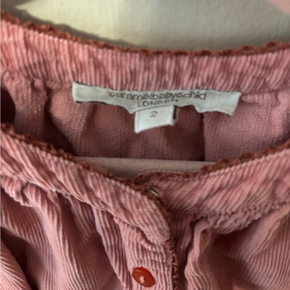 Caramel kids girls toddler pink corduroy swing dress bow detail 2 cotton - Picture 4 of 5